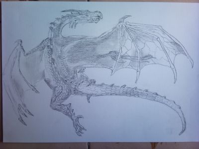 l'envol du dragon au crayon